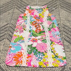 Lilly Pulitzer Nosey Posey Floral Sleeveless Dress and Lacey Embroidered Accents